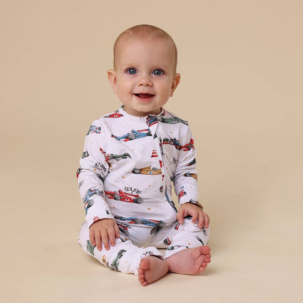 Little Racers Organic Snugglesuit Convertible Romper: 3-6 Months (00)