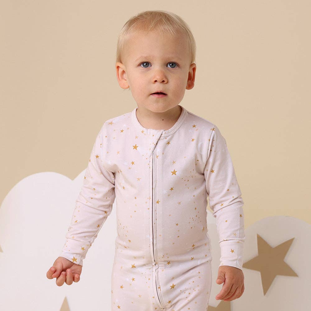 Stardust Organic Snuggle Sleepsuit Zip Footie: 3-6 Months (00)