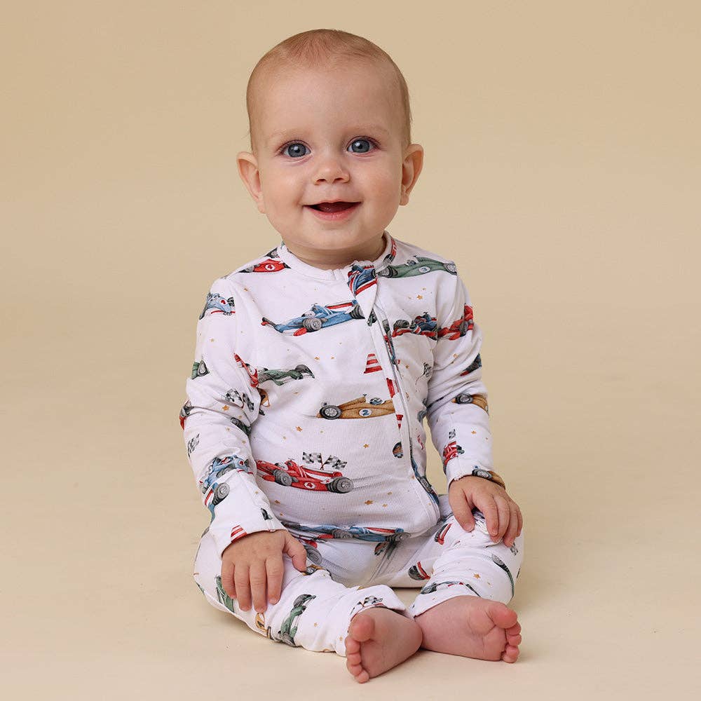 Little Racers Organic Snugglesuit Convertible Romper: Size 1