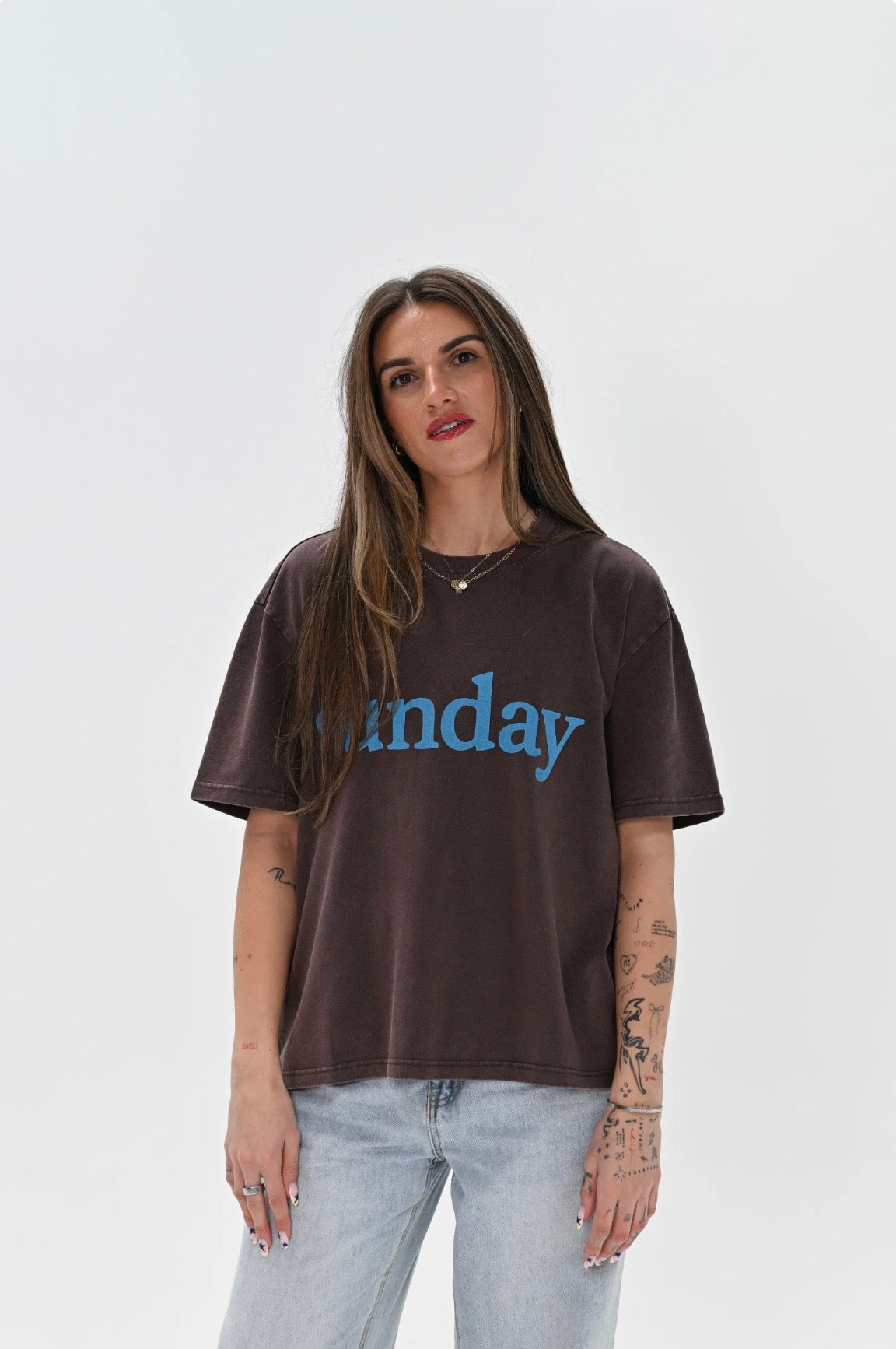 Adult Sunday Tee - Brown + Blue