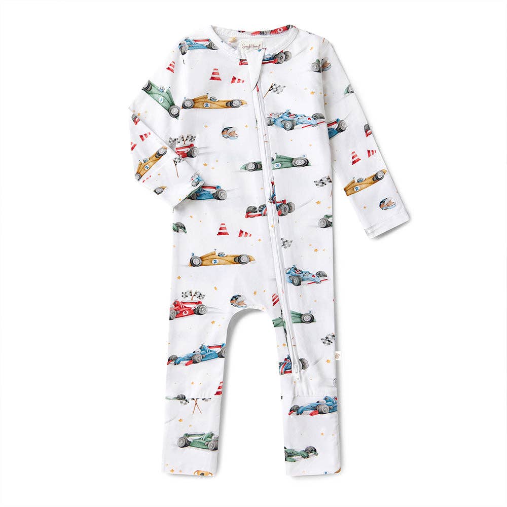 Little Racers Organic Snugglesuit Convertible Romper: Size 1
