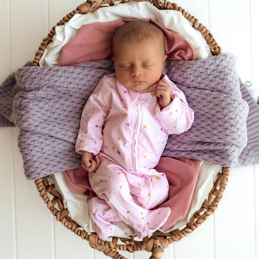 Twinkle Organic Snuggle Sleepsuit Zip Footie: Size 1