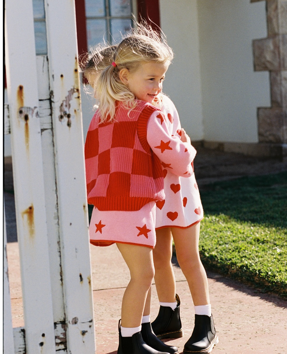 Lucky Stars Dress Pink + Red - Sunday Siblings Park Party campaign