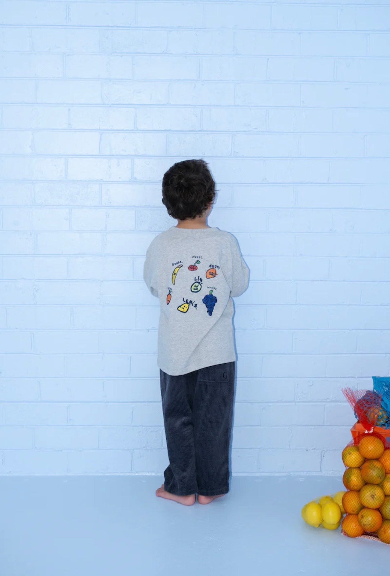 GROWN Organic Fruit Salad LS Tee - Grey Marle