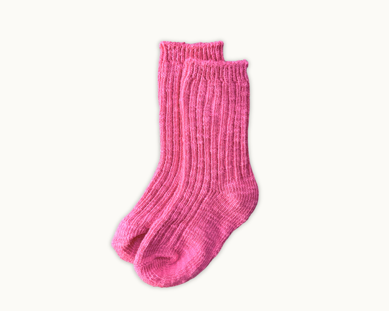 Cotton Slub Chunky Rib Socks - Raspberry