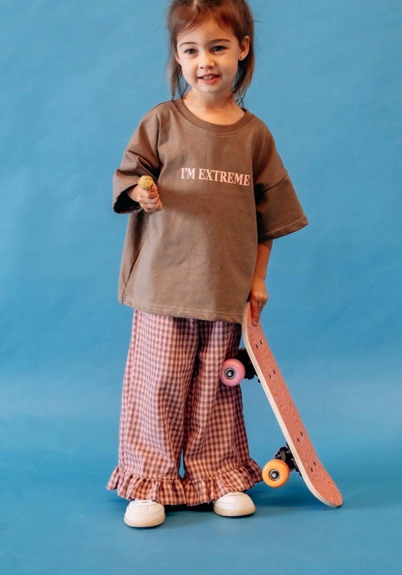 Gingham Pants - Pink & Brown