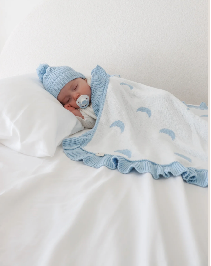 Ruffle Knit Blanket - Moon