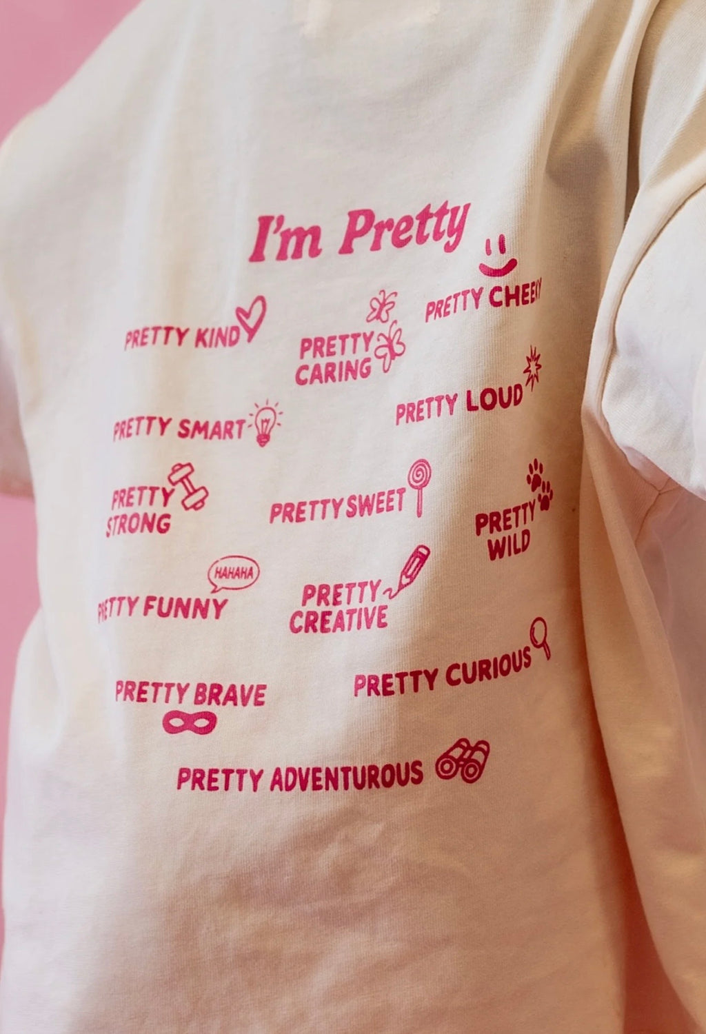 I'm Pretty Tee - Cream & Pink   PRE ORDER JUNE