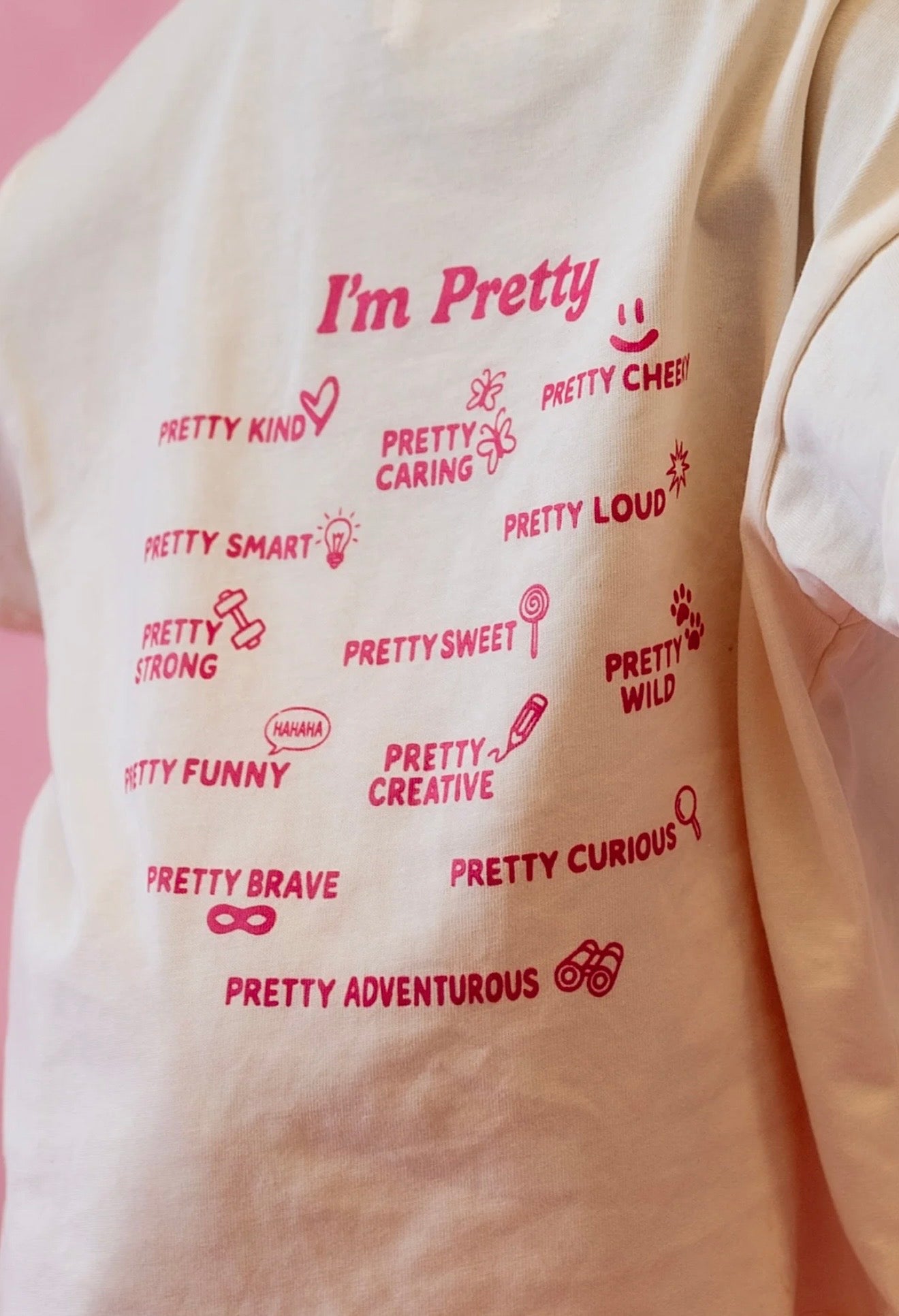 I'm Pretty Tee - Cream & Pink   PRE ORDER JUNE