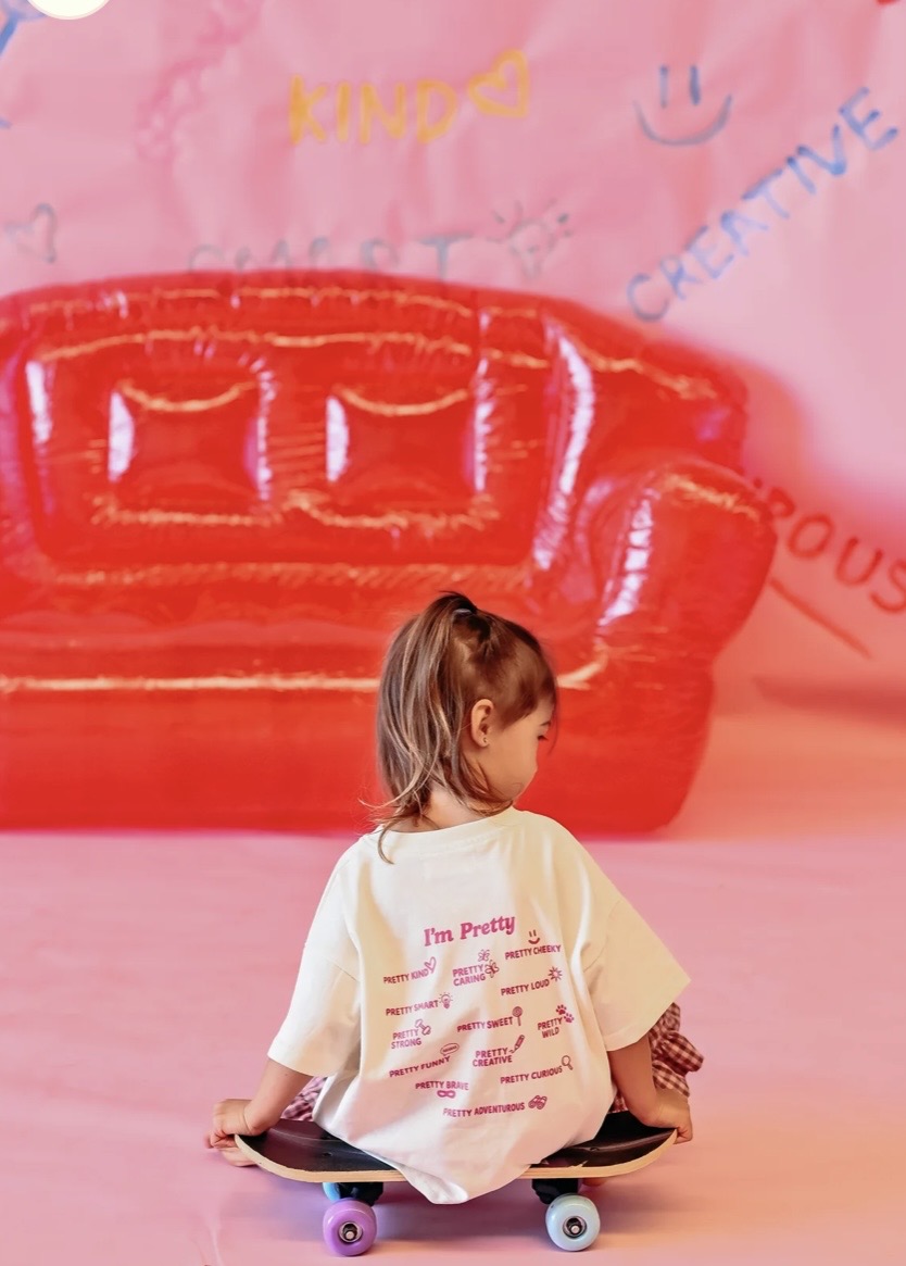 I'm Pretty Tee - Cream & Pink   PRE ORDER JUNE