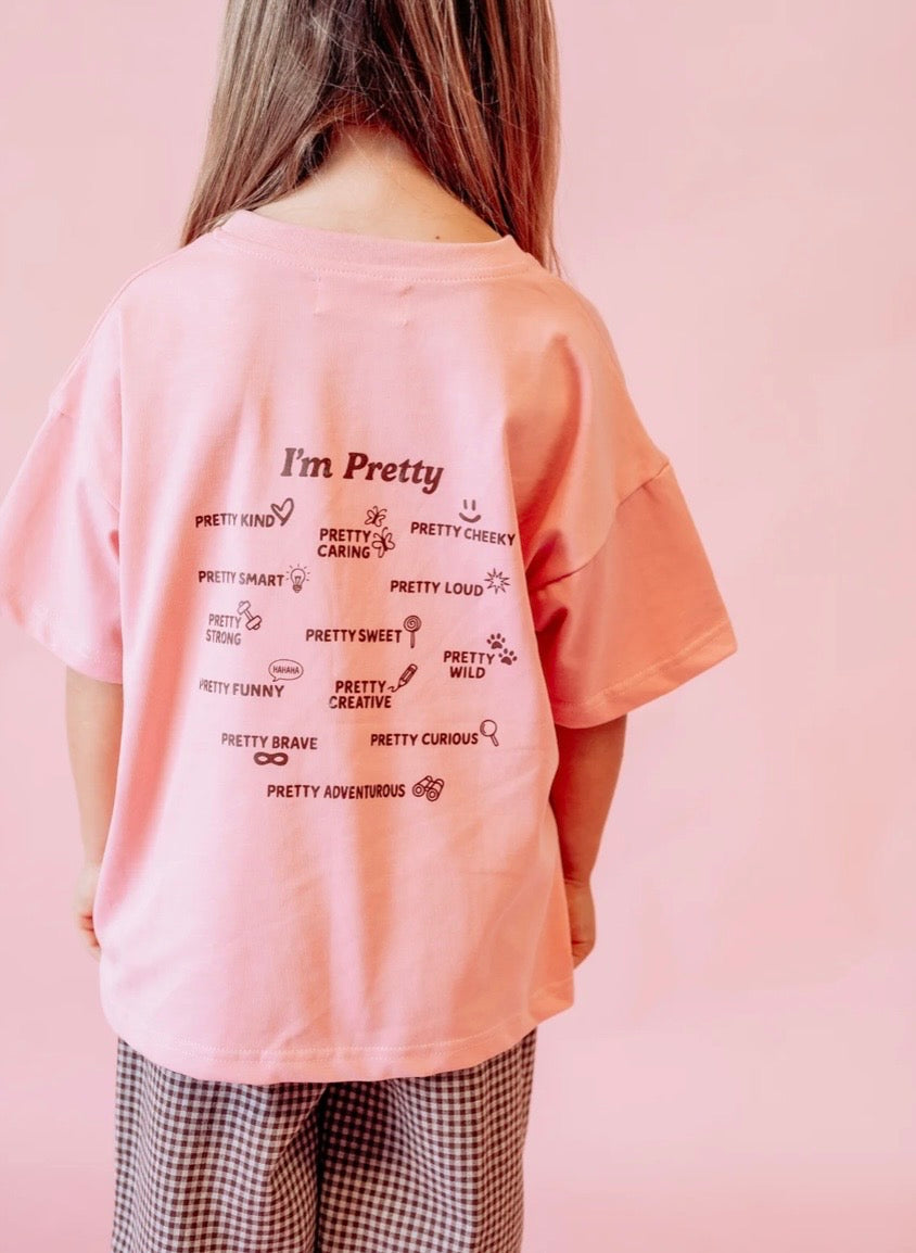 I'm Pretty Tee - Pink and Brown     PRE ORDER JUNE