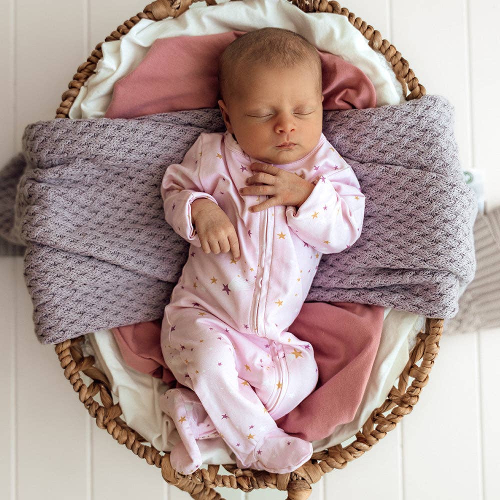 Twinkle Organic Snuggle Sleepsuit Zip Footie: Size 1