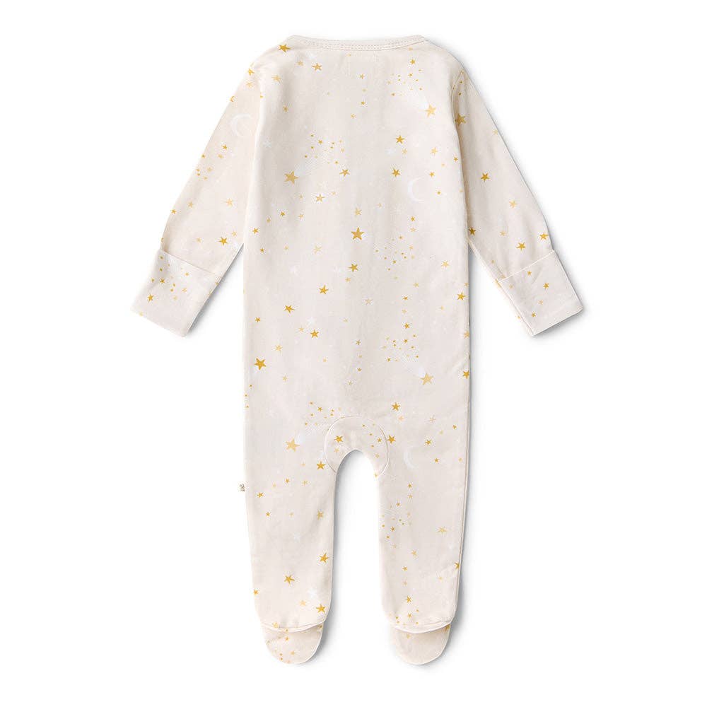 Stardust Organic Snuggle Sleepsuit Zip Footie: Size 1