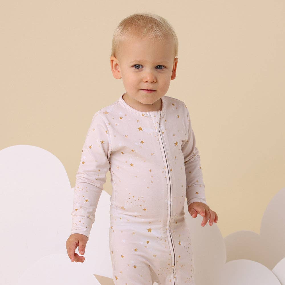 Stardust Organic Snuggle Sleepsuit Zip Footie: 3-6 Months (00)