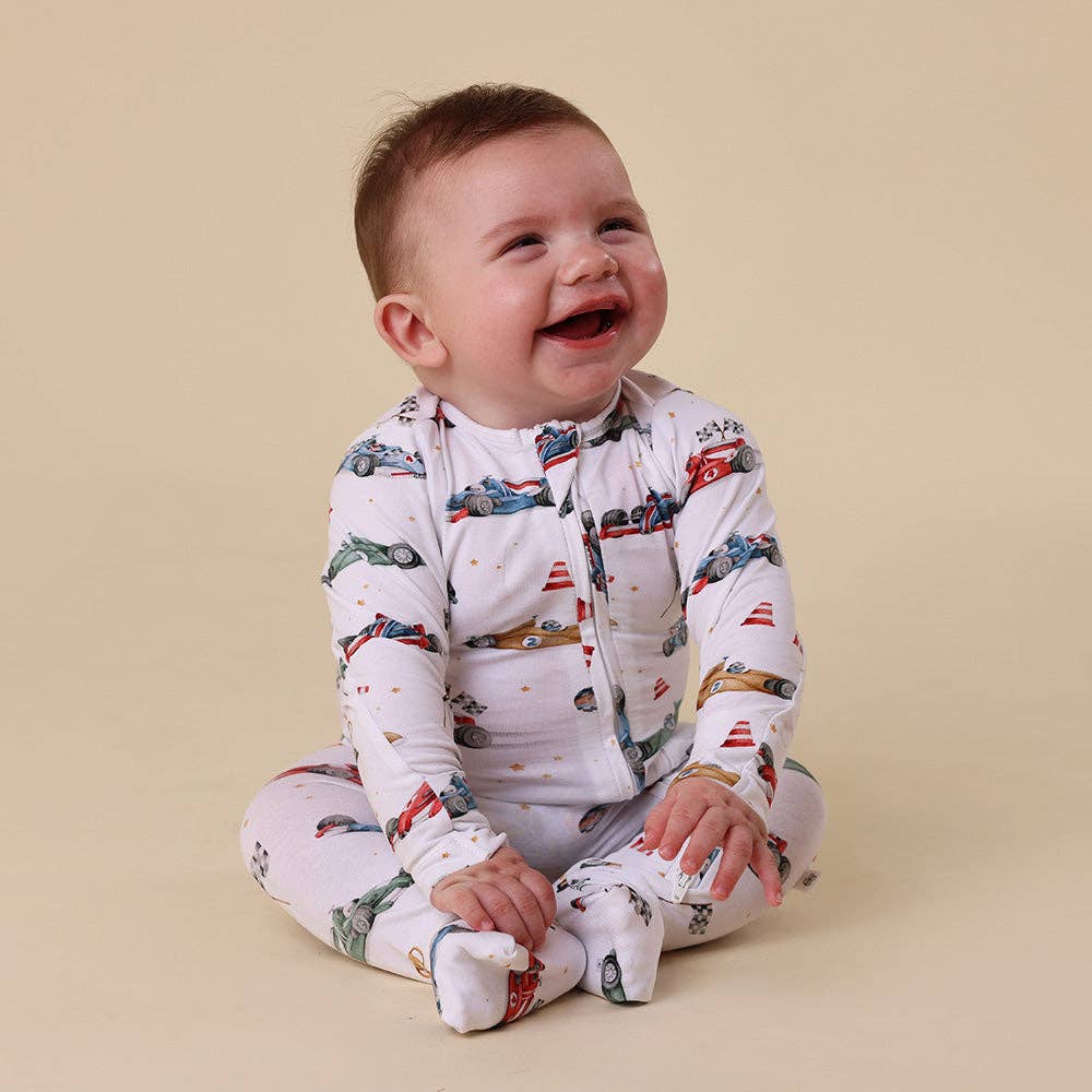 Little Racers Organic Snugglesuit Convertible Romper: Size 1