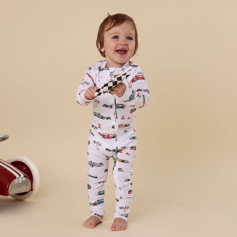 Little Racers Organic Snugglesuit Convertible Romper: 3-6 Months (00)
