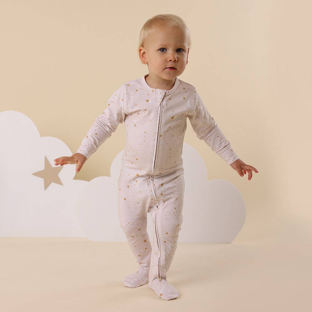 Stardust Organic Snuggle Sleepsuit Zip Footie: 6-12 Months (0)