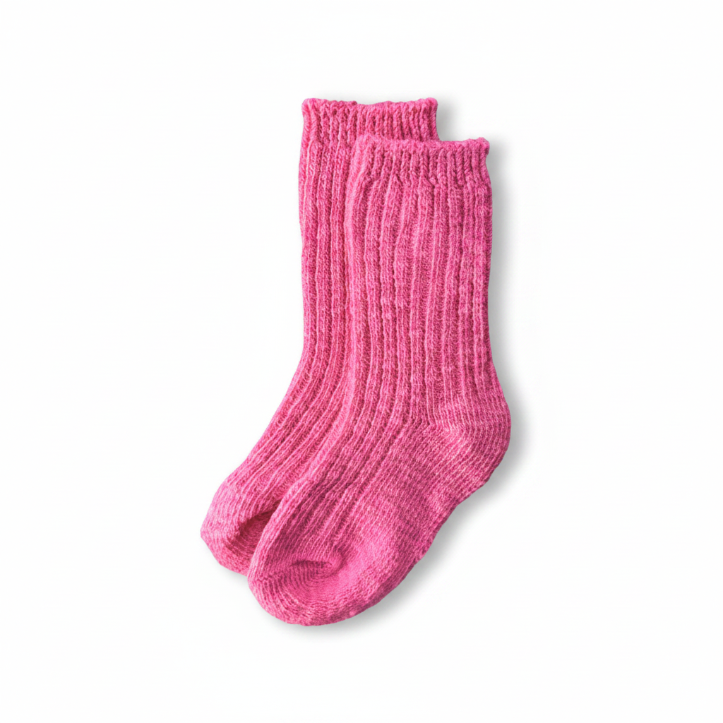 Pink Knit Socks White Background